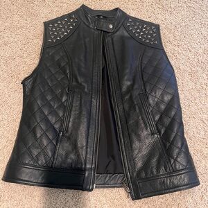 Leather moto vest - new